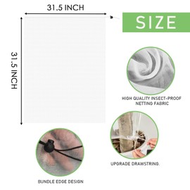 Generic 2 Pcs Fruits Tree Netting, Ultra-Fine Mesh Bird Netting, Garden Netting with Drawstring, Insect and Bird Barrier Net for Protecting Plants and Fruits(31.5 x 31.5 inch)