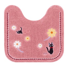 Senko 12765 Kiki's Delivery Service Hana Po Toilet Mat, Approx. 22.8 x 23.6 inches (58 x 60 cm), Pink, Character Jiji Cat Ghibli