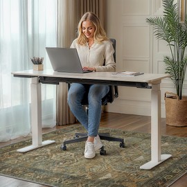 Office Chair Mat for Hardwood Tile Floor, 48"X 60" Desk Chair Mat for Carpet, Under Office Anti-Slip 1/5" Thick Rug for Rolling Computer Chair, Thin Low-Pile Vinyl Floor Mat, Sepia