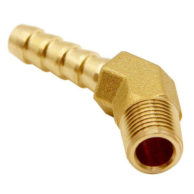 Joywayus Brass Hose Fitting, 45 Degree Elbow, 1/4" Barb x