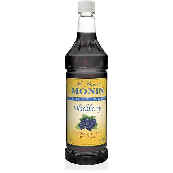 Monin Sugar-Free Blackberry Syrup Plastic Bottle, 1 Liter (33.8 fl oz)