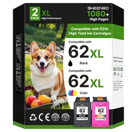 SHEENGO 62XL Ink Cartridges Black and Color Replacement for HP Ink 62 for 62XL Ink Cartridge Combo Pack Fit for Envy 5540 5544 5545 5660 5664 7640 7645 OfficeJet 200 250 250 5740 8040 Series | N9H64FN