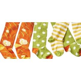 wellyou Baby and Children's Tights Set for Girls Green / White Dots and Flowers Size 62 - 146 - yellow, size: 134_146
