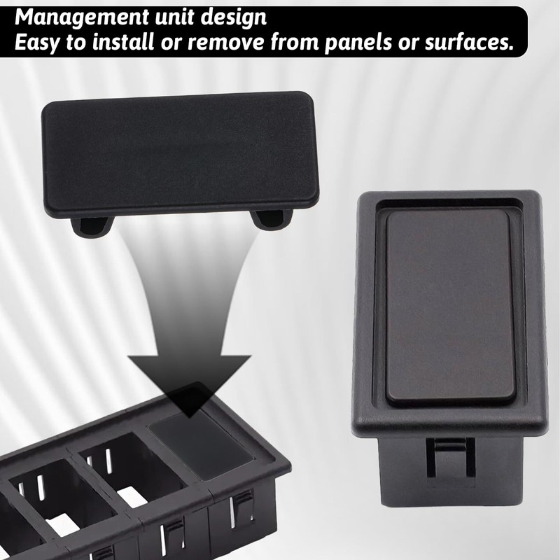 8pcs Rocker Switch Cover Black Rocker Switch Blank Snap-in Hole