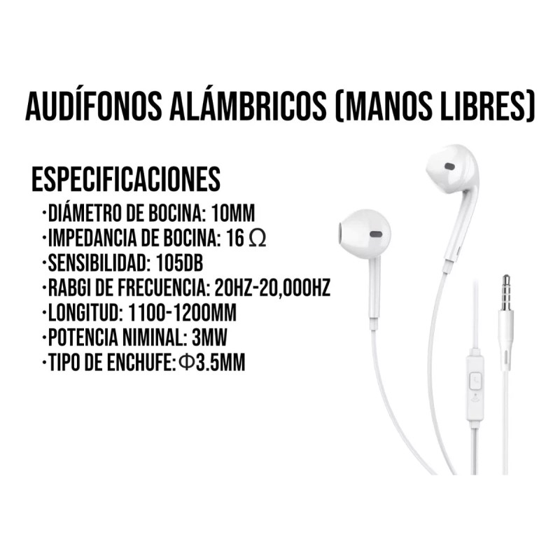 Control Expert Audifonos Alambricos Manos Libres Con Microfono Color Blanco