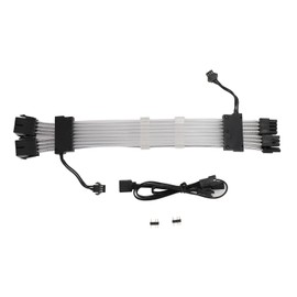 RGB PSU Cables ARGB GPU Power Supply Cable 2x8 Pin Extension Cable Kit 5V 3Pin Synchronized for PC Chassis Black