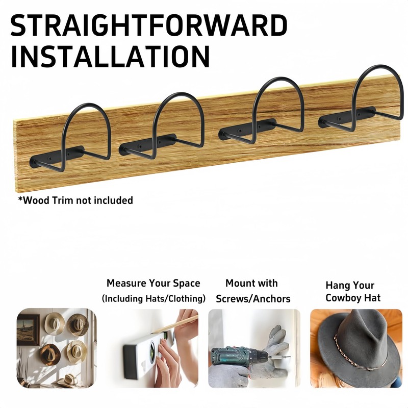 NBBENG Cowboy Hat Rack for Wall 4 Pack, Cowboy Hat
