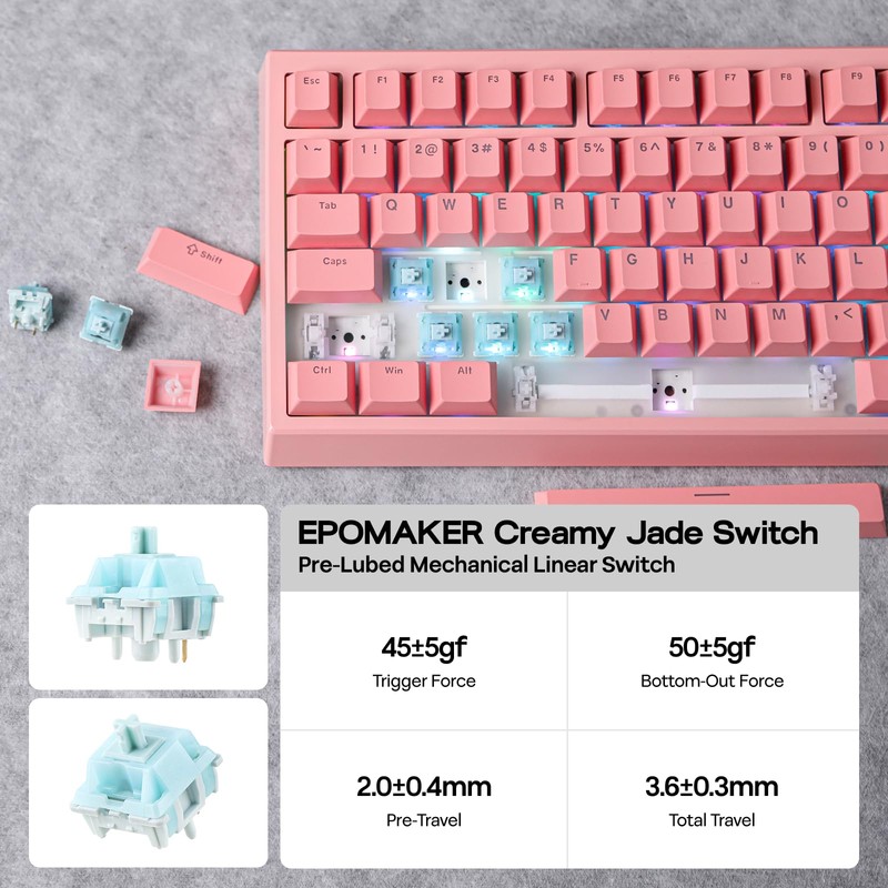EPOMAKER G84 80% RGB Gaming Mechanical Keyboard, 2.4GHz/ Type-C/BT Wireless