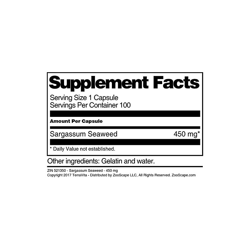 Sargassum Seaweed - 450 mg (100 Capsules, ZIN: 521350)