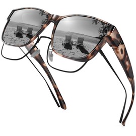 URUMQI Polarized Sunglasses Fit Over Glasses for Men Women, Oversized Square Sun Glasses UV400 Protection Shades