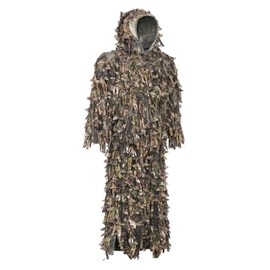 AUSCAMOTEK 3D Leaf Ghillie Suit Hybrid Camo Jacket Turkey Hunting Ghilly Suits, Green XL-XXL