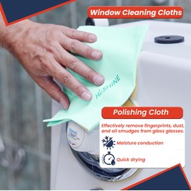 Hi-Shine 10 Next Generation Microfibre Cloth 40x40cm – Chemical Free Microfibre Cleaning Cloth for Glass, Glasses, Stainless Steel, Shiny Surfaces, Window Cleaning Cloths -Glass Cleaning Cloth Green