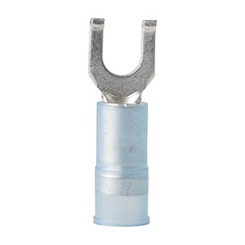 Insulated Flanged Spade Terminals (Set of 100) Gauge Size: 16-14, Screw Size: 8", Color: Blue