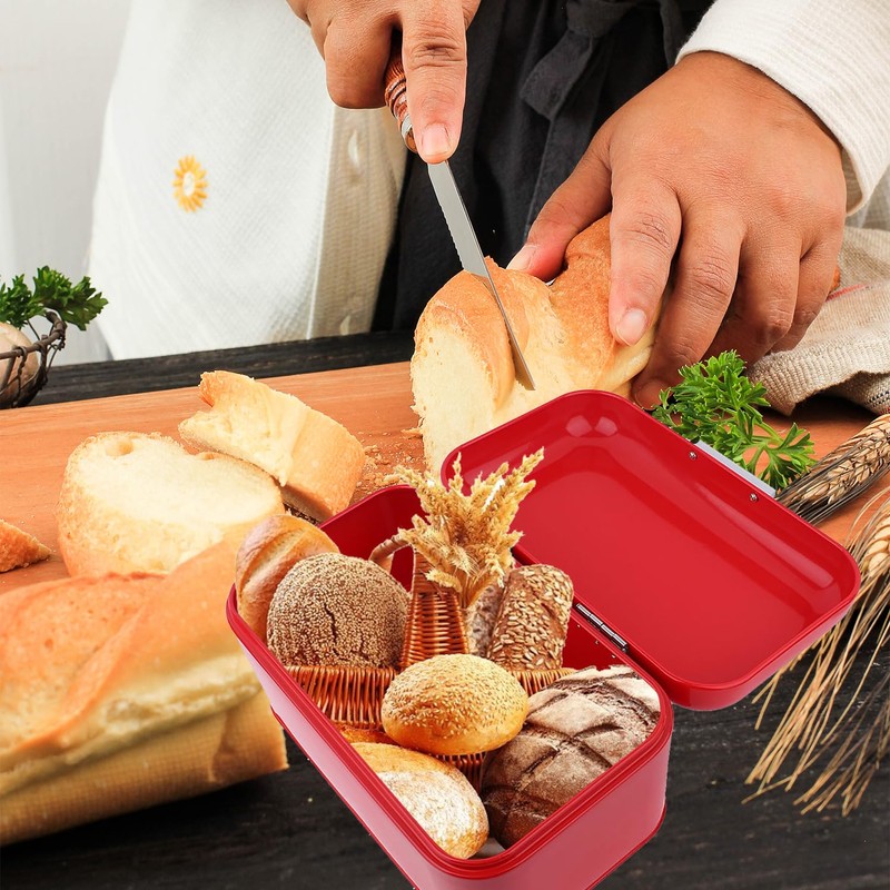 Retro Metal Bread Box for Kitchen Counter - Large Capacity