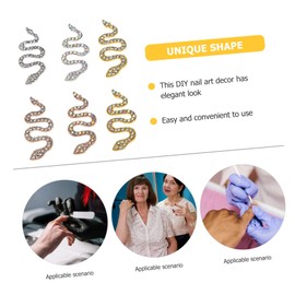 Mobestech 6pcs Snake Nail Gems Unique Rhinestone Nail Art Decorations for Manicure Chic Design