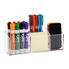 Magnetic Pen Holder Classroom Organization Acrylic Marker Holder for Whiteboard Refrigerator Locker Accessories Pencil Dry Erase Marker Basket (3 Compartments * 1)