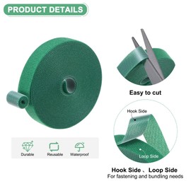 M METERXITY 1-Roll Garden Plant Tape, 16 ft x 0.6 in Garden Hook and Loop Plant Ties Multi-Purpose Use Adjustable and Reusable Twist Wire Tape for Plants/Flowers/Vines [Green]