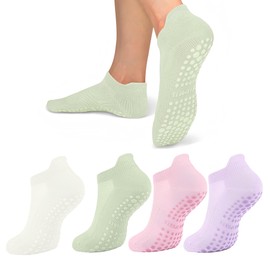 hioseyre 4Pairs Yoga Socks for Women Non Slip, Grip Socks Pilate, Reformer Pilates Sock, Pilates Sock Non Slip Women, Suitable for Girl Ballet Fitness Yoga Pilate Hospital Home, Etc.
