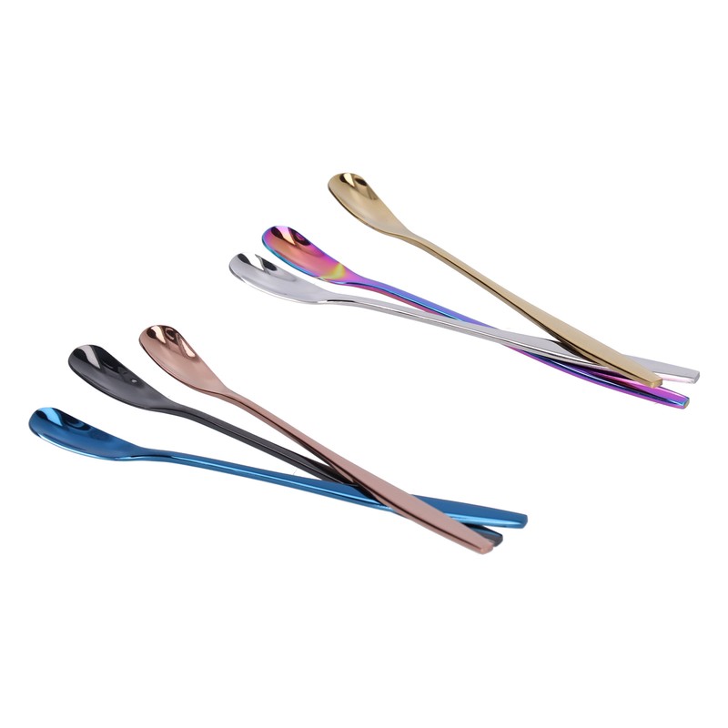 6PCS Coffee Spoon Stainless Steel Mixing Spoon Thickened Long Handle