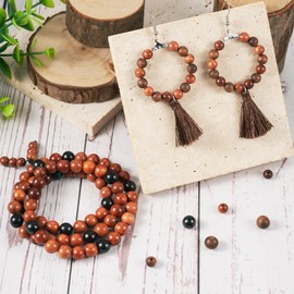 PandaHall 480pcs Natural Round Wood Beads 6mm 8mm Waxed Wooden Loose Spacer Beads for Rosary Garland Macrame Crafts Jewellery Making