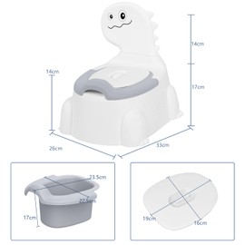 Potty Seat potty Training Chair Baby Toddler Boys Girls Toddler Dinosaur Potty Comfortable children 1-6 years old Baby toilet Toddler Animal potty seat with lid back potty trainer (ash gray)