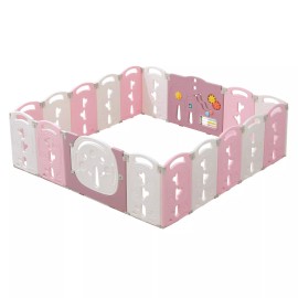 Unbranded Children and Toddler Playpens Provide Safe Playgrounds for Children, Foliage - Pink 18Pce