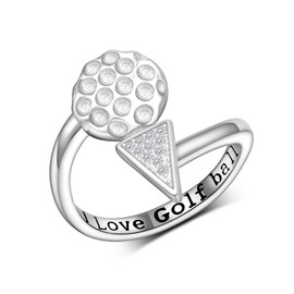 TYSO Golf ball ring 925 Sterling Silver sports ring Golf ball jewelry gift for Women