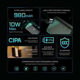 Tilta NP-FW50 Battery with USB-C Input (980mAh) - Green | Works with RX10 III, RX10 IV, ZV-E10, A6100, A6300, A6500, A6400, A5100, A6000, A7R, A7RII, A7S, A7SII, A7, A7 II, RX10