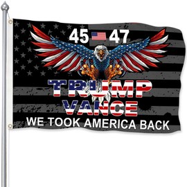 Trump 45th 47th President Flag Trump Vance Won Took America Back Flag for Yard Bedroom Garden Car Outdoor Decor with 2 Brass Grommets