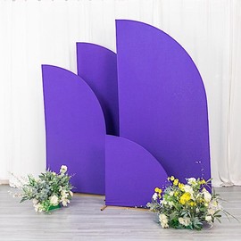 Balsa Circle 4 Purple Fitted Spandex Matter Half Moon Wedding Arch Backdrop Stand Covers Set Party Events Reception Decorations Supplies