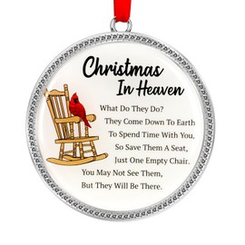 Christmas in Heaven Memorial Christmas Ornament 2024 - Red Cardinal Ornament for Christmas Tree - Memorial Ornament Sympathy Gifts for Loss of Loved one