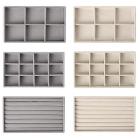 Vellure Velvet Jewelry Organizer Drawer Tray – Stackable Compartments for Rings, Earrings & Necklaces, Home & Travel Storage