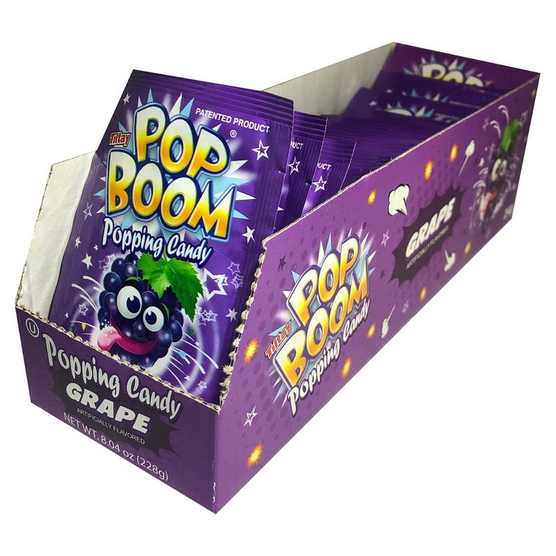 Tiltay Pop Boom – Grape Flavor Popping Candy with display