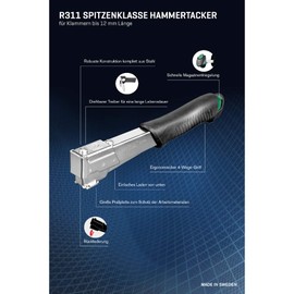 Rapid R311 Hammer Tacker for Roofing/Membranes/Carpeting, Strong All-Steel Construction, Hammer Stapler, Uses Flatwire Staples No. 140, 6-12mm, Blister Pack (5000005)