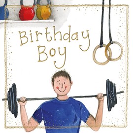 Alex Clark Weightlifting Gym Foil Birthday Card