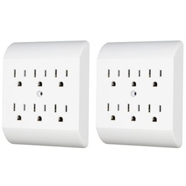 Projectpak 6 Outlet Wall Tap Extender Turns 2 Grounded Outlets into 6 - Easy Install Charging Station | 2 Pack