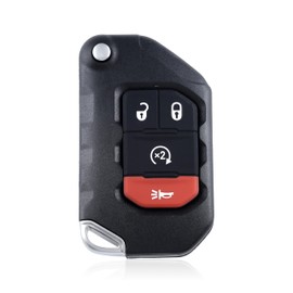 ABUDU fit for 2019 Jeep Wrangler Smart Key Remote Key Fob 433MHz 4A Chip 3+1 Buttons Red Panic Button Smart Card Folding Key FCC ID: OHT1130261