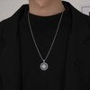 Shusukue Compass Chain 925 Sterling Silver Compass Pendant Necklace Oxidised