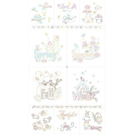 Marcus Bros 24" X 44" Panel Quilt Doodle Designs Seasons Coloring Cotton Fabric D514.47