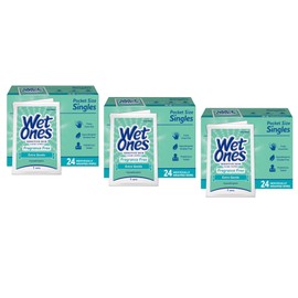 WET ONES Sensitive Skin Hand Wipes, Singles Extra Gentle Fragrance & Alcohol Free 24 ea ( Pack of 3)