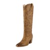 ISNOM Knee High Cowgirl Boots Cowboy Boots for Women Brown