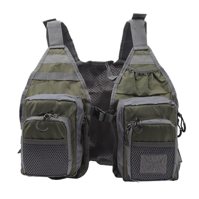 Fly Fishing Vest Reflective Strips Mesh Lining Fishing Vest Adjustable