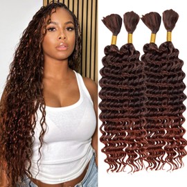 Braiding Hair 300g 4 Bundles/Pack 22 Inch Deep Wave Bohemian Braids for Curly Braiding Hair No Weft Natural Color, Boho Braids Hair Water Wave（T350#）
