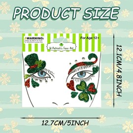 1 Sheet St. Patrick's Day Face Gems Magic Clover Hat Face Jewels Stick on Face Glitter Eye Gems Face Stickers for Women, Body Eyes Face Tattoos Sticker for St. Patrick's Day Party Festival Accessory