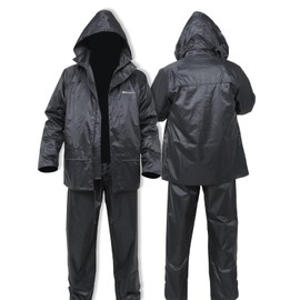 Rain Suits for Men Women Waterproof Work Lightweight Rainwear Rain Coat Rain Gear (Black, 3X-Large)