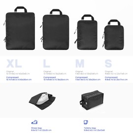 YOOFAN Travel Packing Cubes - Suitcase and Luggage Organizer Compressible Bags Set for Effortless Travel Packing, Compression Packing Cubes for Travel, Traveling Essentials (Black, 6 Set)