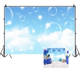 DORCEV Blue Sky Vinyl Backdrop, 8x5ft, for Birthday, Wedding, Baby Shower, Lightweight, Portable, Durable, Wallpaper, Photo Studio Props