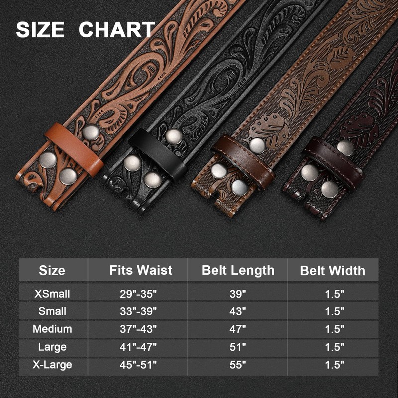 SANSTHS 2 Pack Western Belts for Men without Buckle, Cowboy