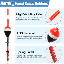 Slip Bobbers for Crappie Fishing Floats and Bobbers Wood Slip Floats Stick Bobbers for Crappie Panfish Walleyes Trout Bass Fishing,583# 20PCS