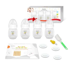 Bimirth 11 Piece Baby Bottle Set, 6oz/180ml BPA-Free Bottles for Newborns, Feeding & Milk Storage with Silicone Seals, Brushes & Reusable Microwave Steam Bag